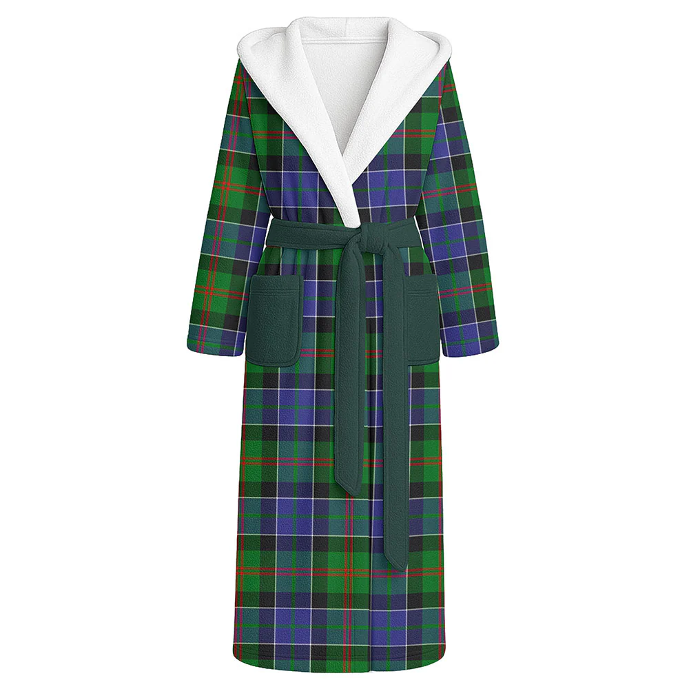 Scottish Paterson Clan Badge Tartan Flannel Hooded Bathrobe