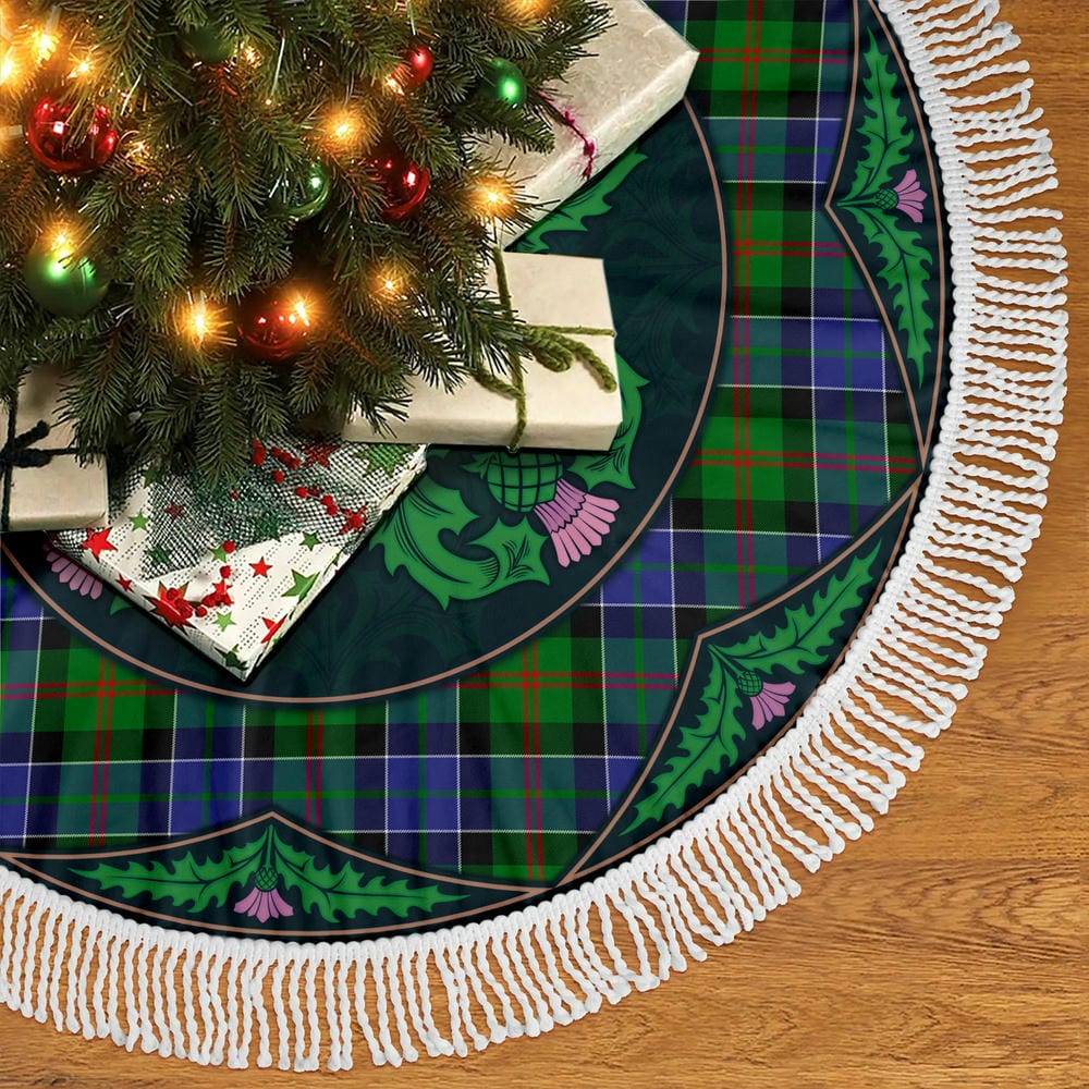 Scottish Paterson Tartan Christmas Tree Skirt Old Scottish Thistle Flower - Image 5