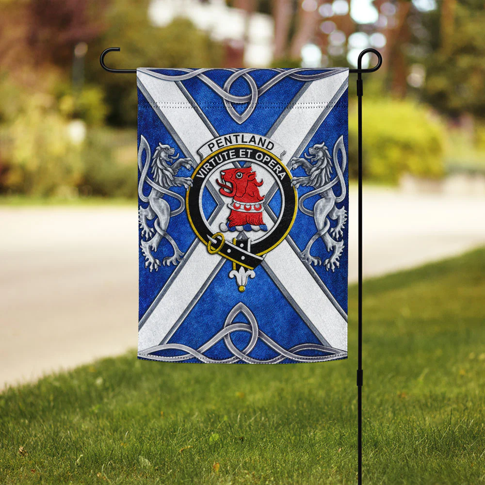 Scottish Pentland Clan Badge Garden Flag Silver Rampant Lion Emblem - Image 3
