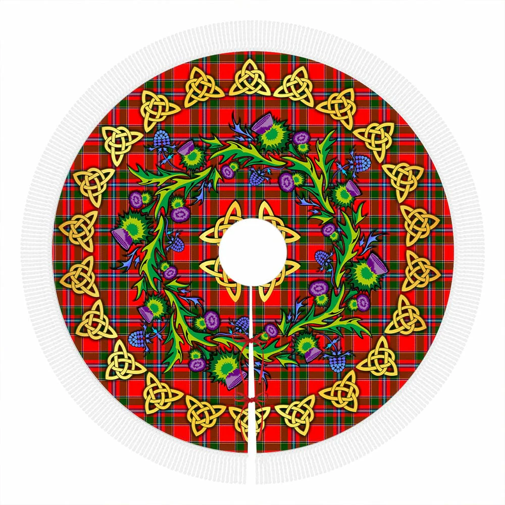 Scottish Perthshire District Tartan Thistle Celtic Knot Christmas Tree Skirt - Image 4