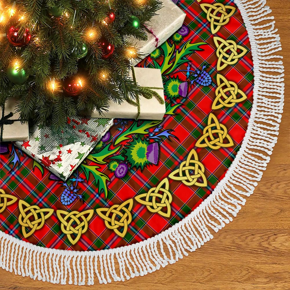 Scottish Perthshire District Tartan Thistle Celtic Knot Christmas Tree Skirt - Image 5