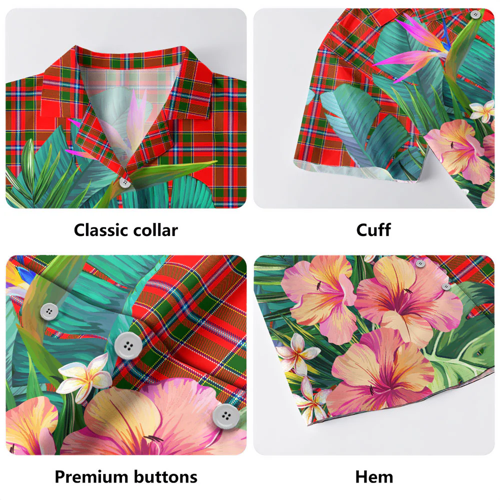 Scottish Perthshire District Tartan Hawaiian Shirt Bouquet Tropical Style - Image 3