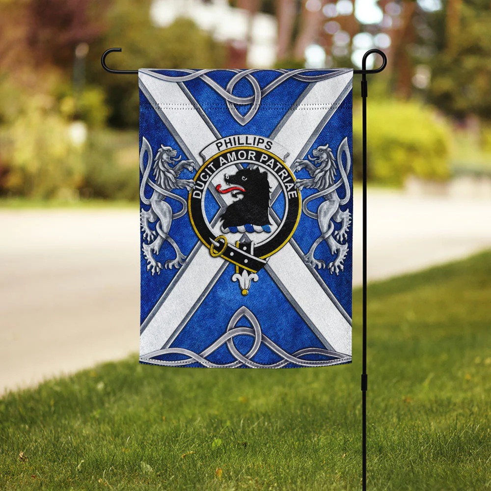 Scottish Phillips Clan Badge Garden Flag Silver Rampant Lion Emblem - Image 3
