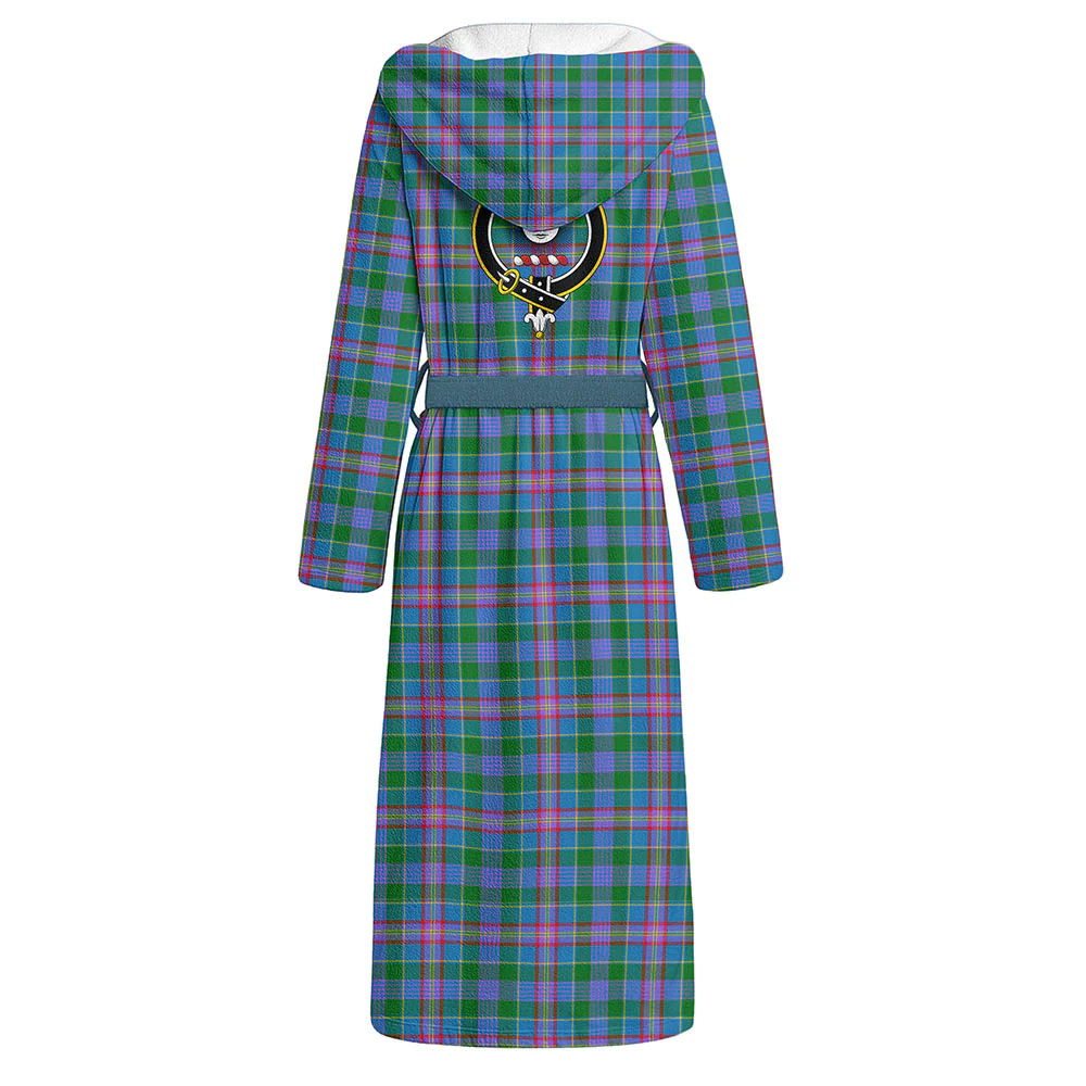 Scottish Pitcairn Hunting Clan Badge Tartan Flannel Hooded Bathrobe - Image 3