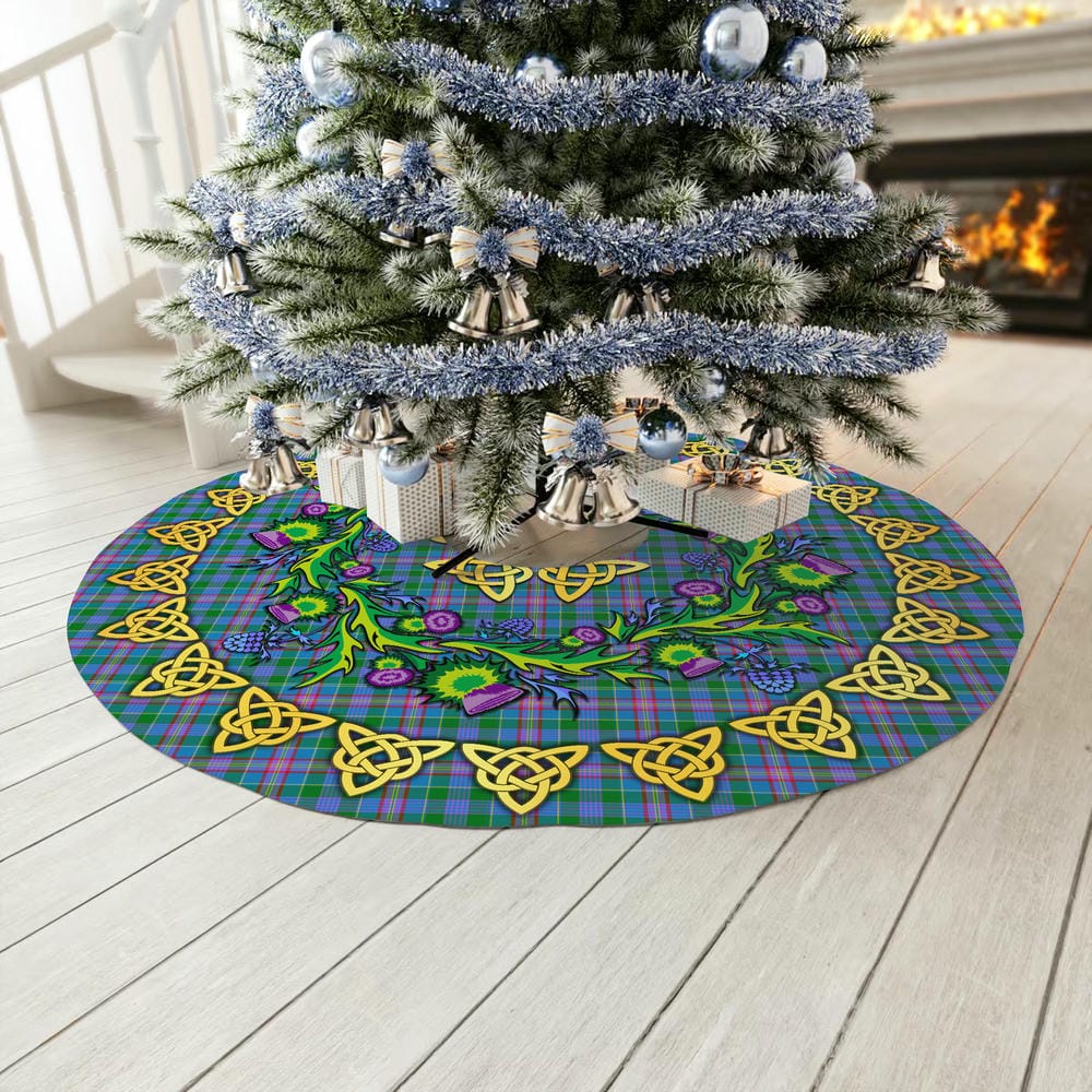 Scottish Pitcairn Hunting Tartan Thistle Celtic Knot Christmas Tree Skirt - Image 3