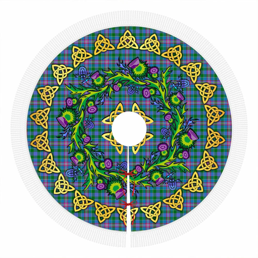 Scottish Pitcairn Hunting Tartan Thistle Celtic Knot Christmas Tree Skirt - Image 4