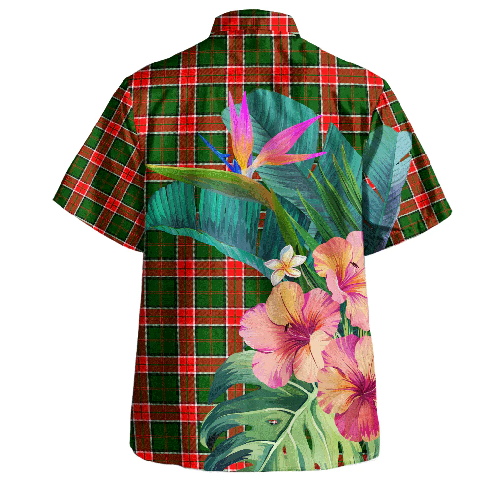 Scottish Pollock Modern Clan Badge Tartan Hawaiian Shirt Bouquet Tropical Style - Image 4