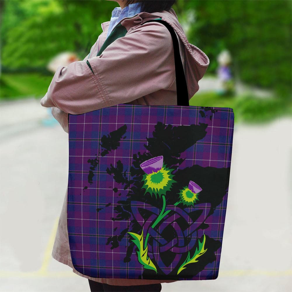 Scottish Pride of Glencoe Tartan Canvas Bag With Shoulder Strap With Thistle - Image 2