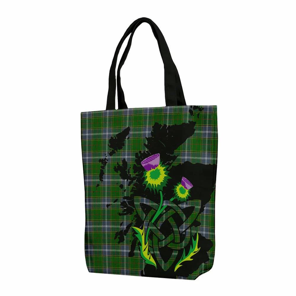 Scottish Pringle Tartan Canvas Bag With Shoulder Strap With Thistle