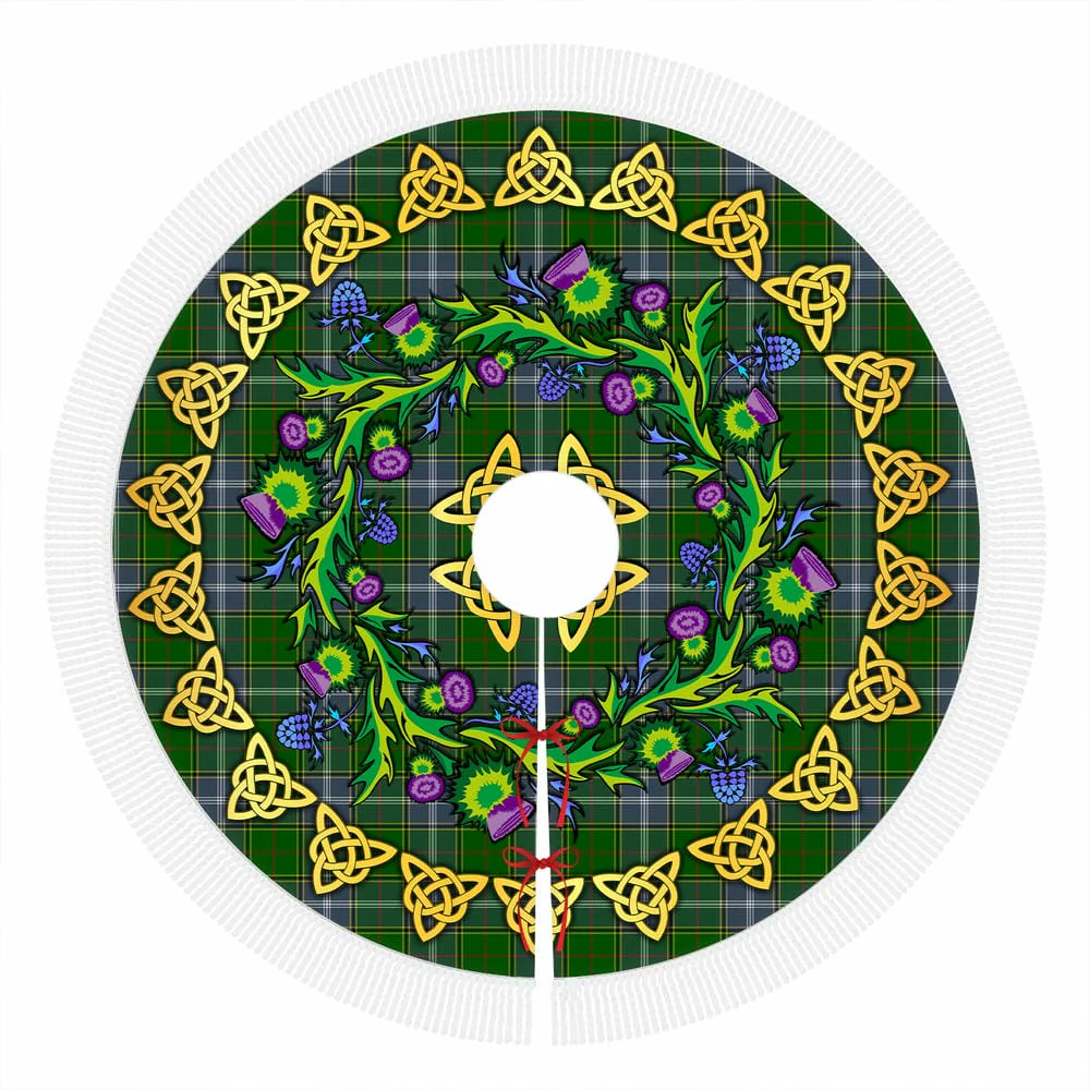 Scottish Pringle Tartan Thistle Celtic Knot Christmas Tree Skirt - Image 4