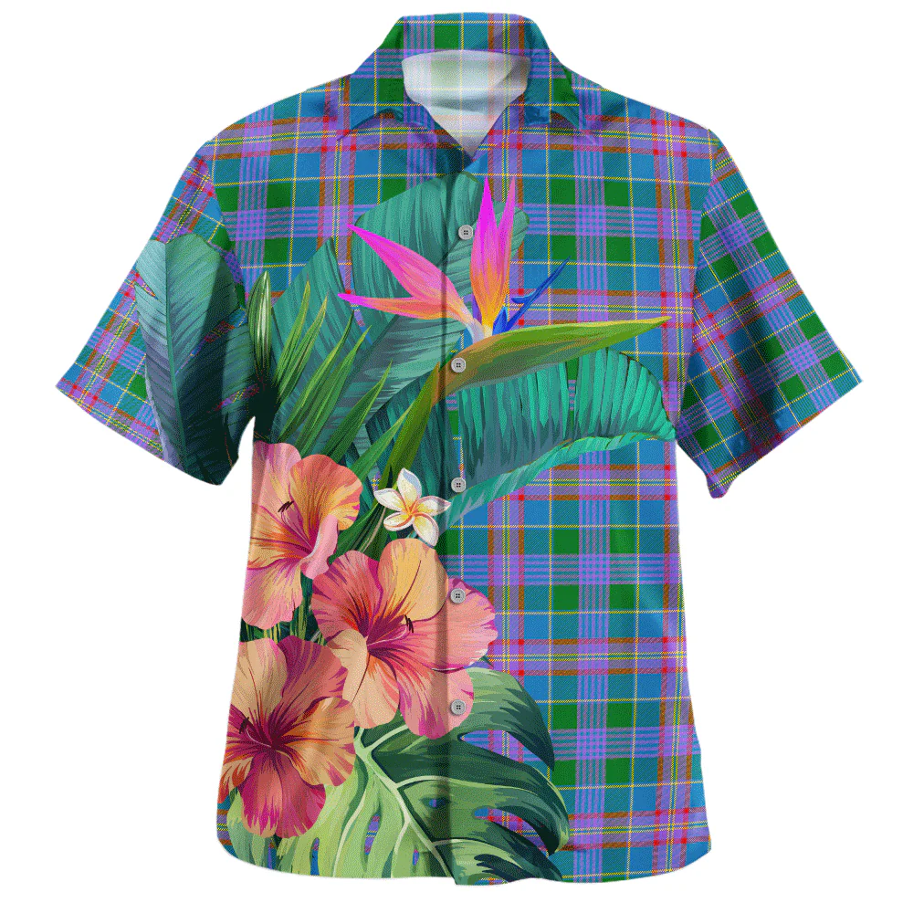 Scottish Ralston Clan Badge Tartan Hawaiian Shirt Bouquet Tropical Style - Image 2