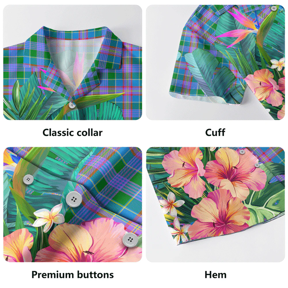 Scottish Ralston Clan Badge Tartan Hawaiian Shirt Bouquet Tropical Style - Image 5