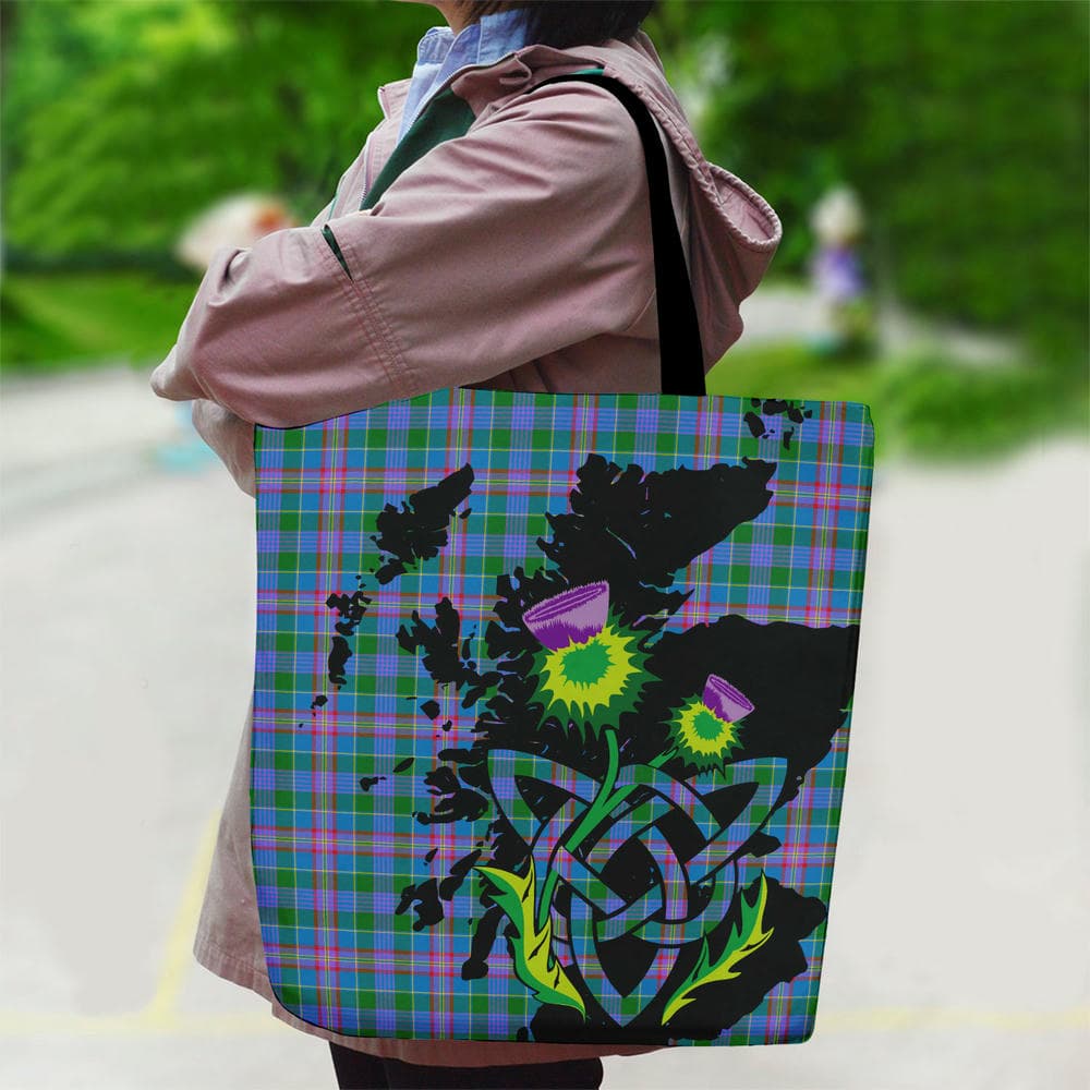 Scottish Ralston Tartan Canvas Bag With Shoulder Strap With Thistle - Image 2