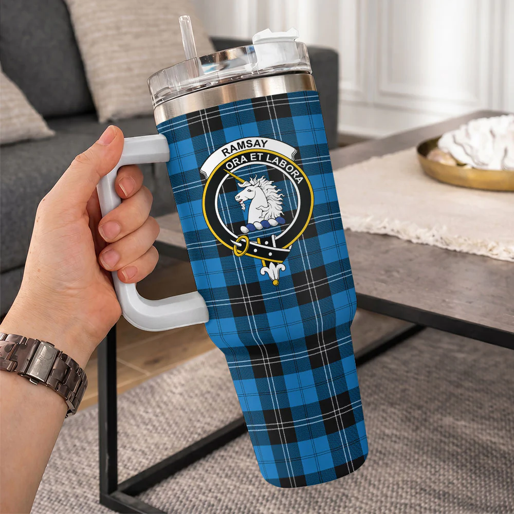 Scottish Ramsay Blue Ancient Clan Badge Tartan 40oz Tumbler - Image 10