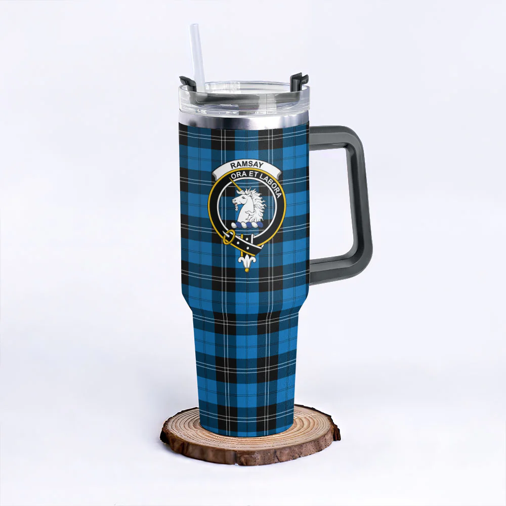 Scottish Ramsay Blue Ancient Clan Badge Tartan 40oz Tumbler - Image 6