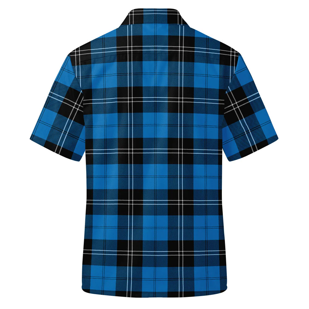 Scottish Ramsay Blue Ancient Clan Badge Tartan Short Sleeve Work Shirt - Image 3