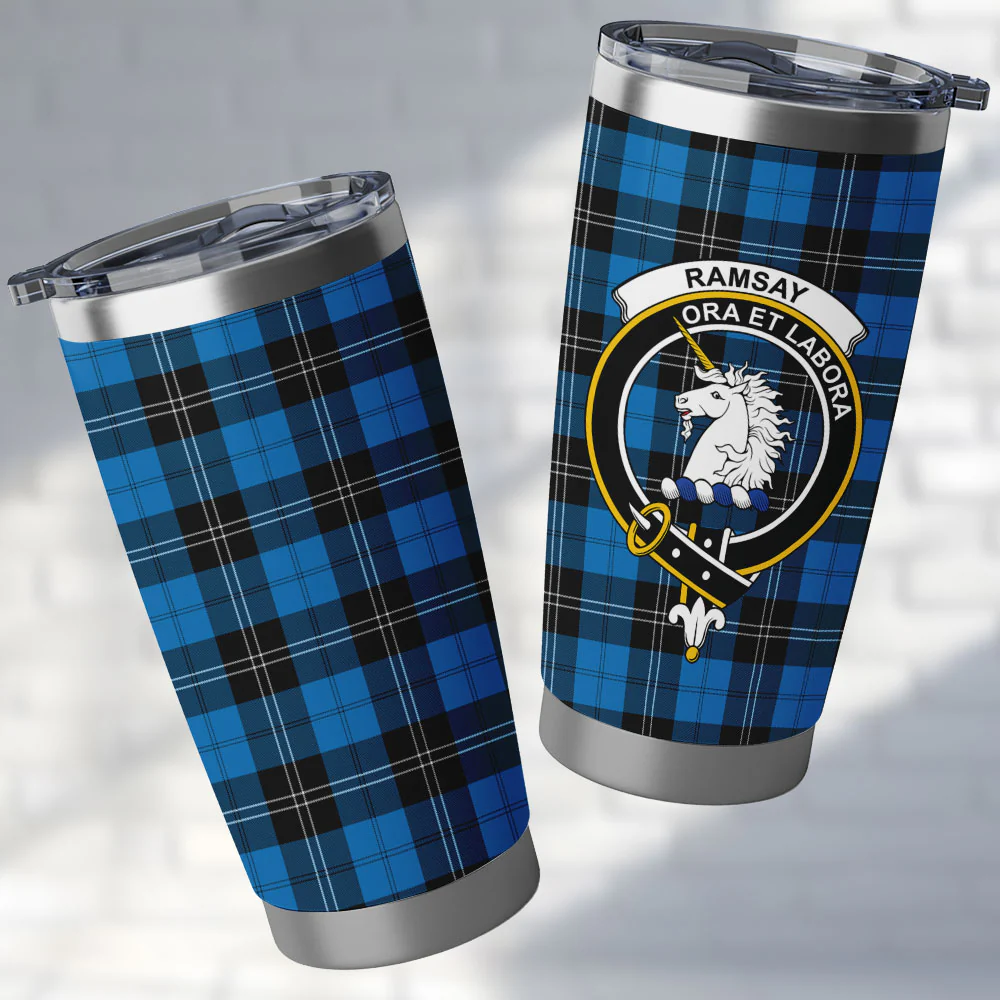 Scottish Ramsay Blue Ancient Clan Badge Tartan Tumbler