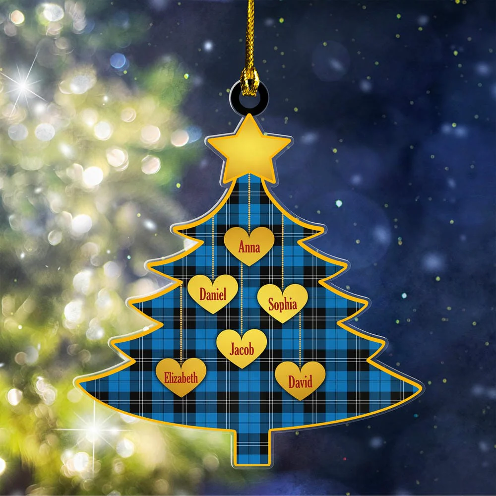 Scottish Ramsay Blue Ancient Tartan Ornament Custom Family Christmas Tree