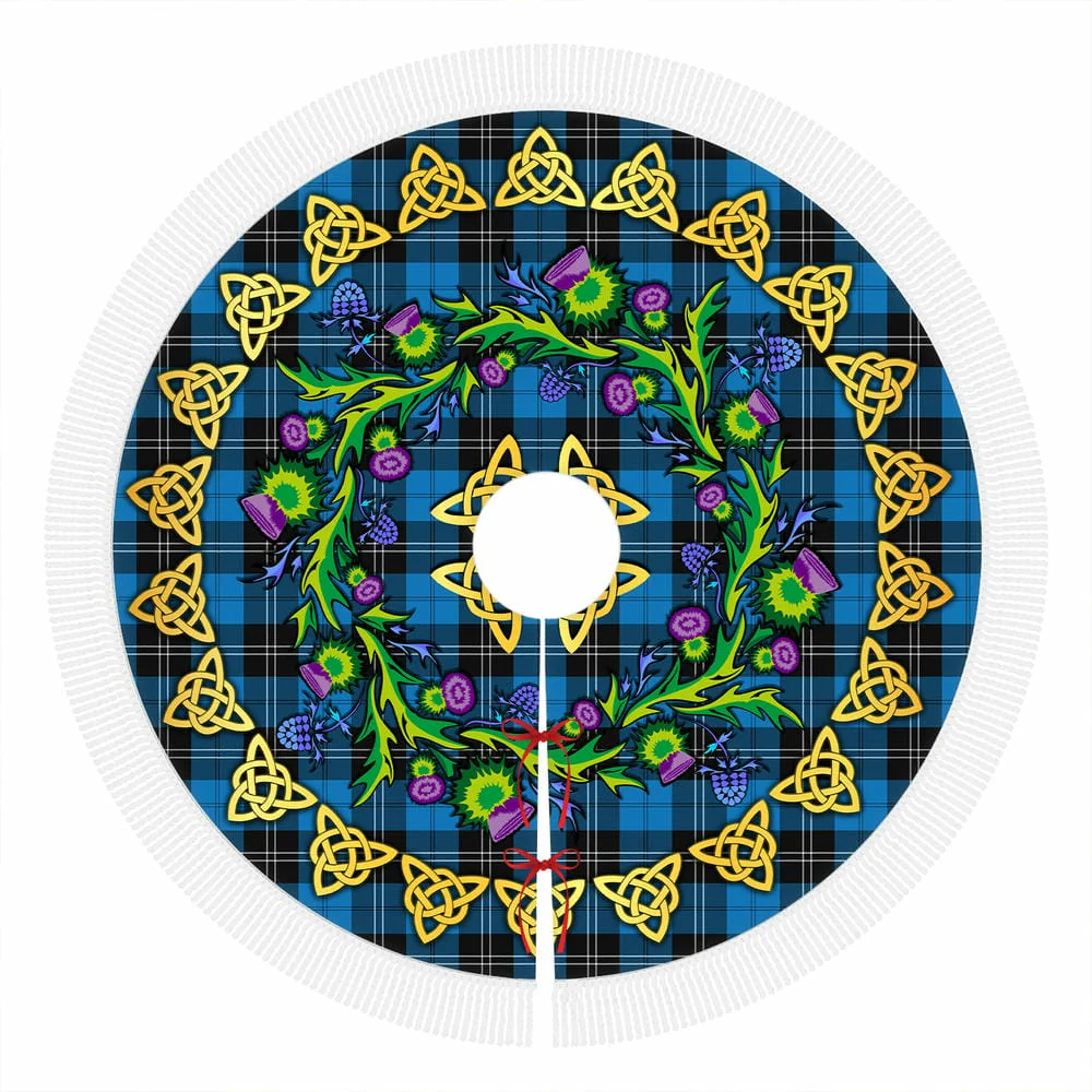 Scottish Ramsay Blue Ancient Tartan Thistle Celtic Knot Christmas Tree Skirt - Image 4