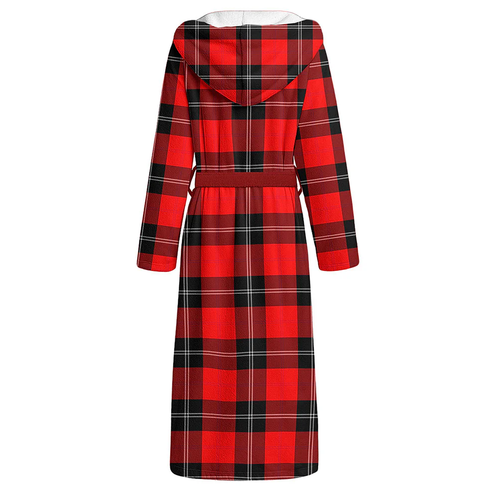 Scottish Ramsay Modern Clan Badge Tartan Flannel Hooded Bathrobe - Image 2