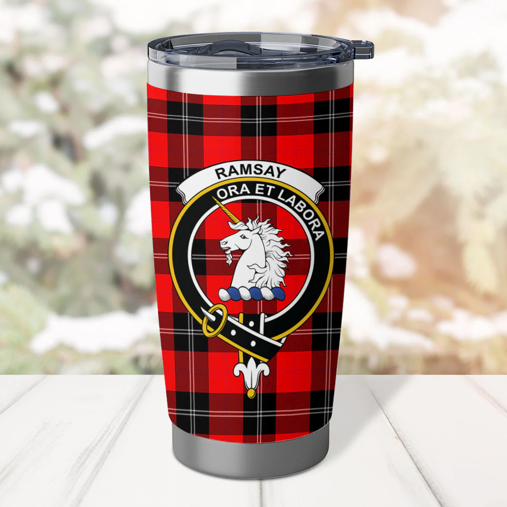 Scottish Ramsay Modern Clan Badge Tartan Tumbler - Image 2