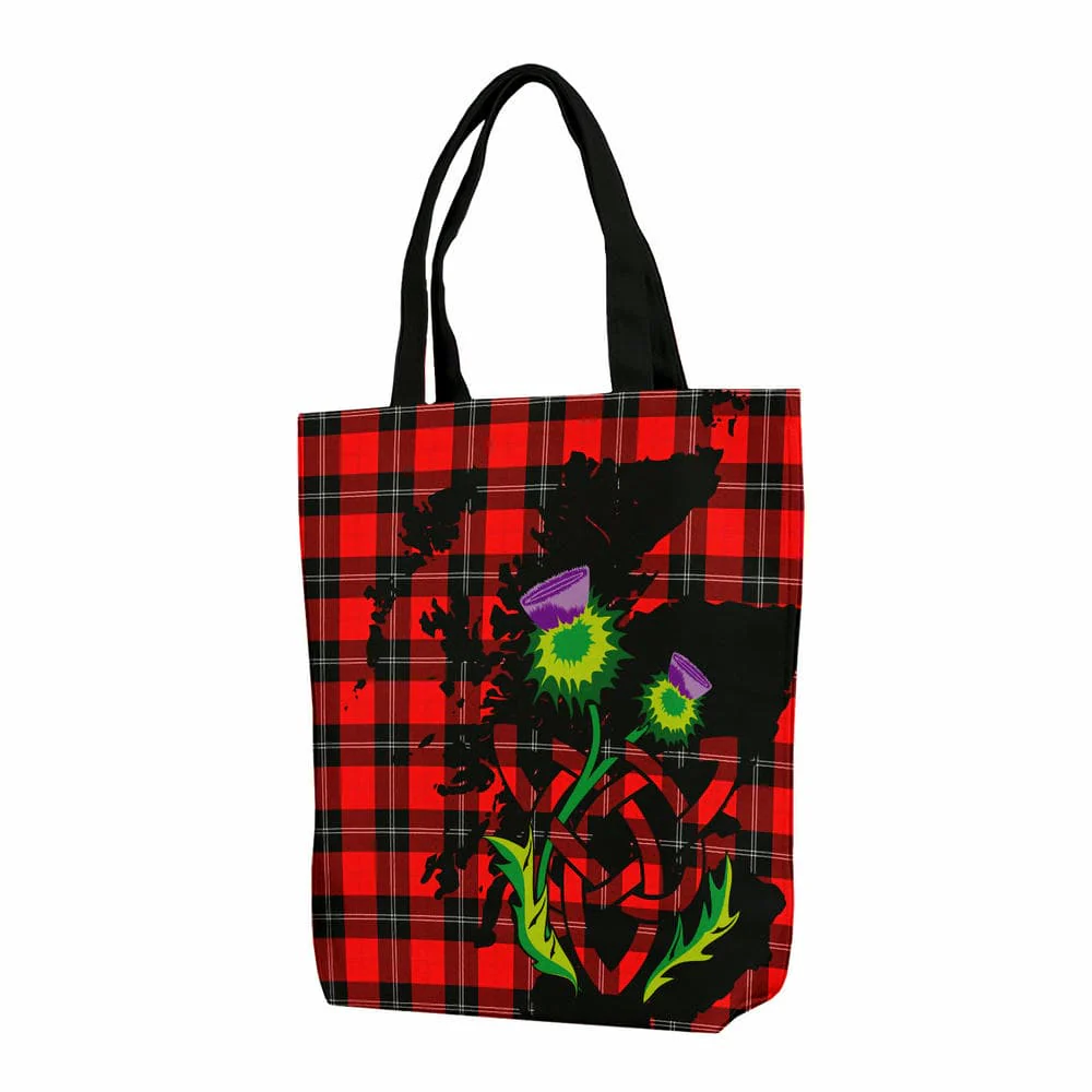 Scottish Ramsay Modern Tartan Canvas Bag With Shoulder Strap With Thistle