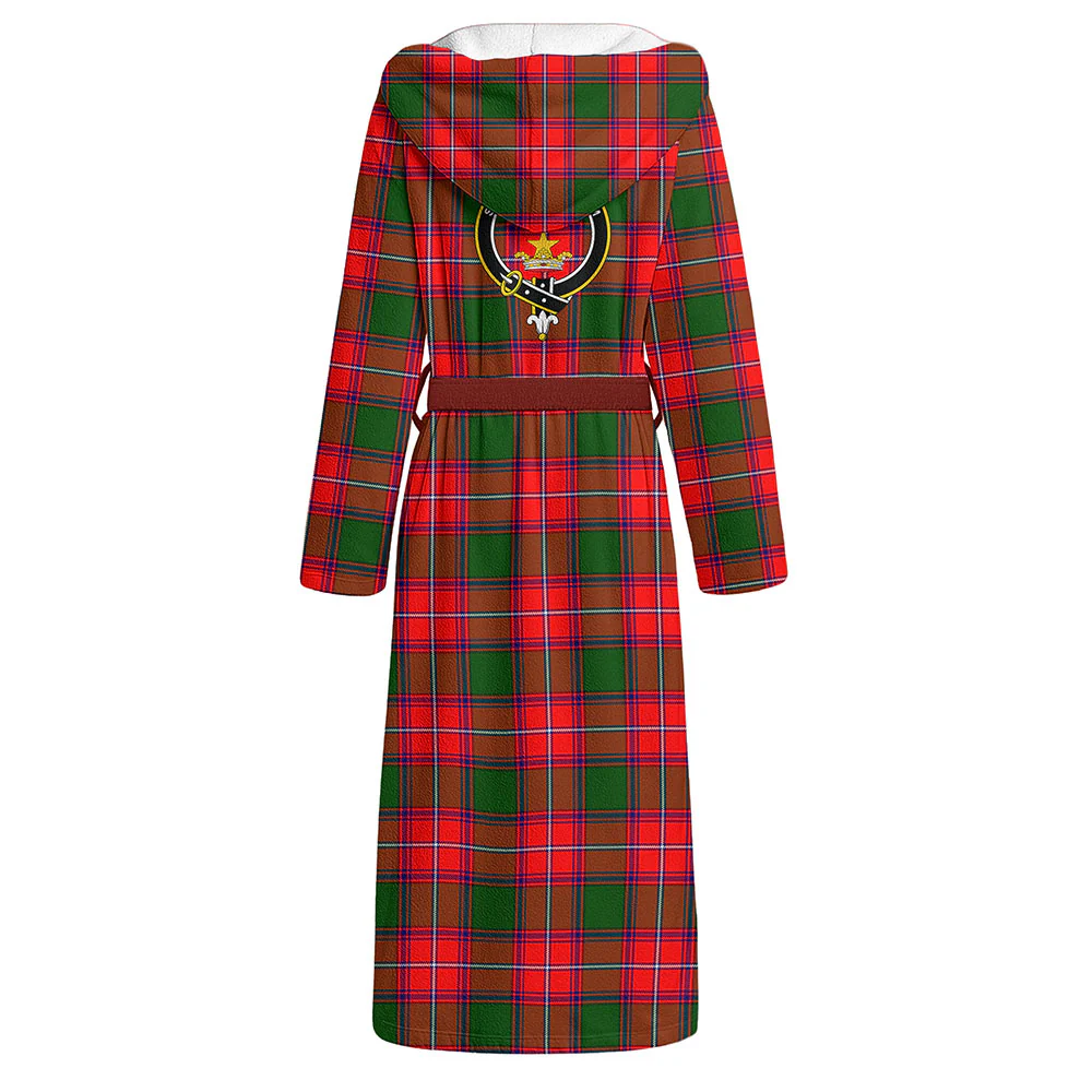 Scottish Rattray Modern Clan Badge Tartan Flannel Hooded Bathrobe - Image 3