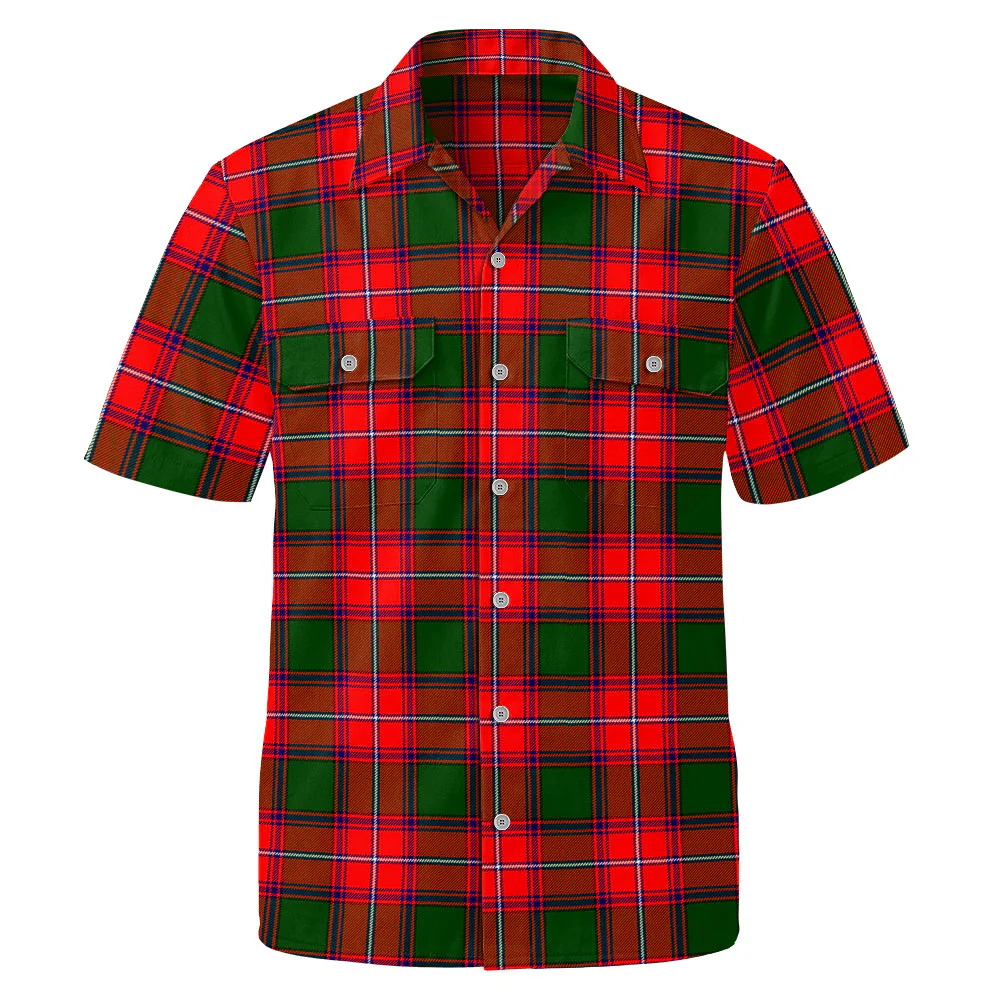 Scottish Rattray Modern Clan Badge Tartan Short Sleeve Work Shirt