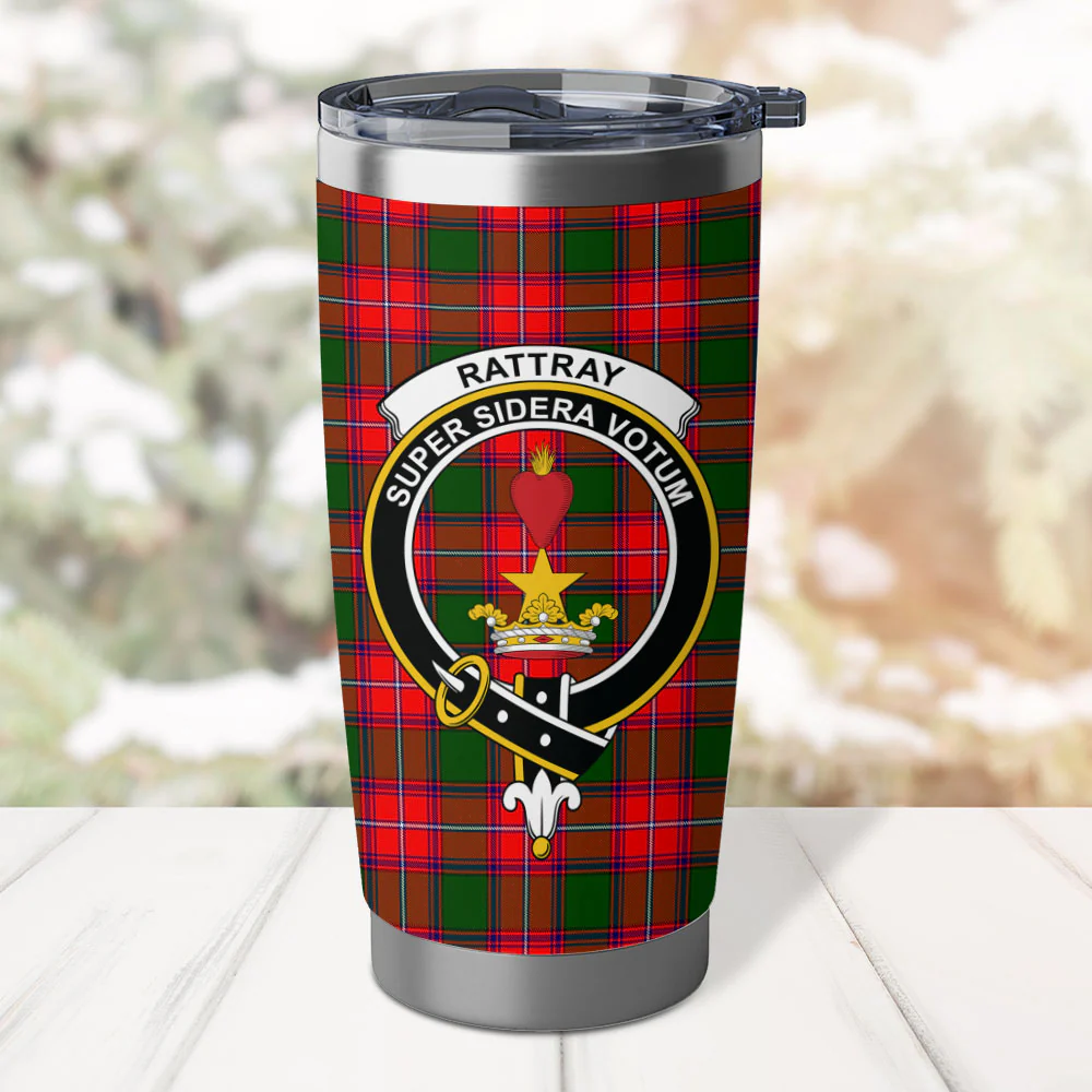 Scottish Rattray Modern Clan Badge Tartan Tumbler - Image 2