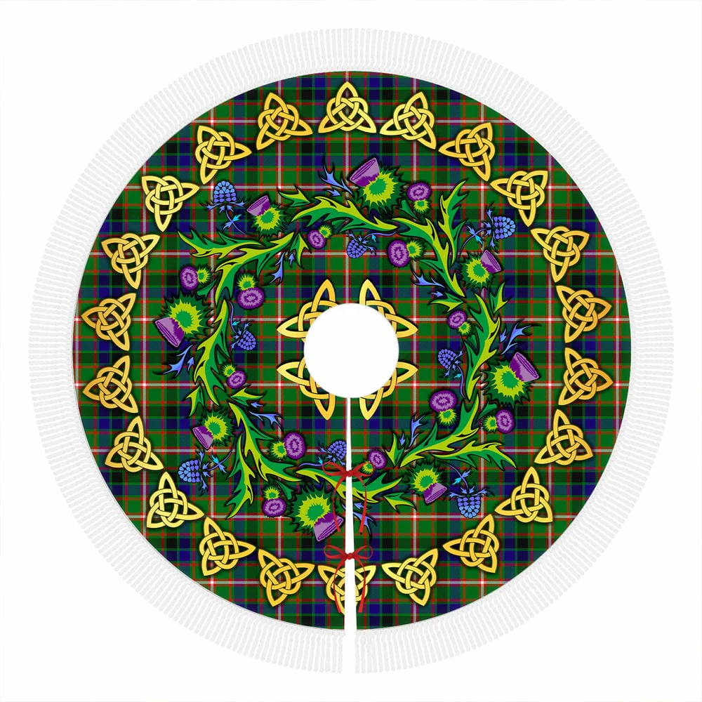 Scottish Reid Green Tartan Thistle Celtic Knot Christmas Tree Skirt - Image 4