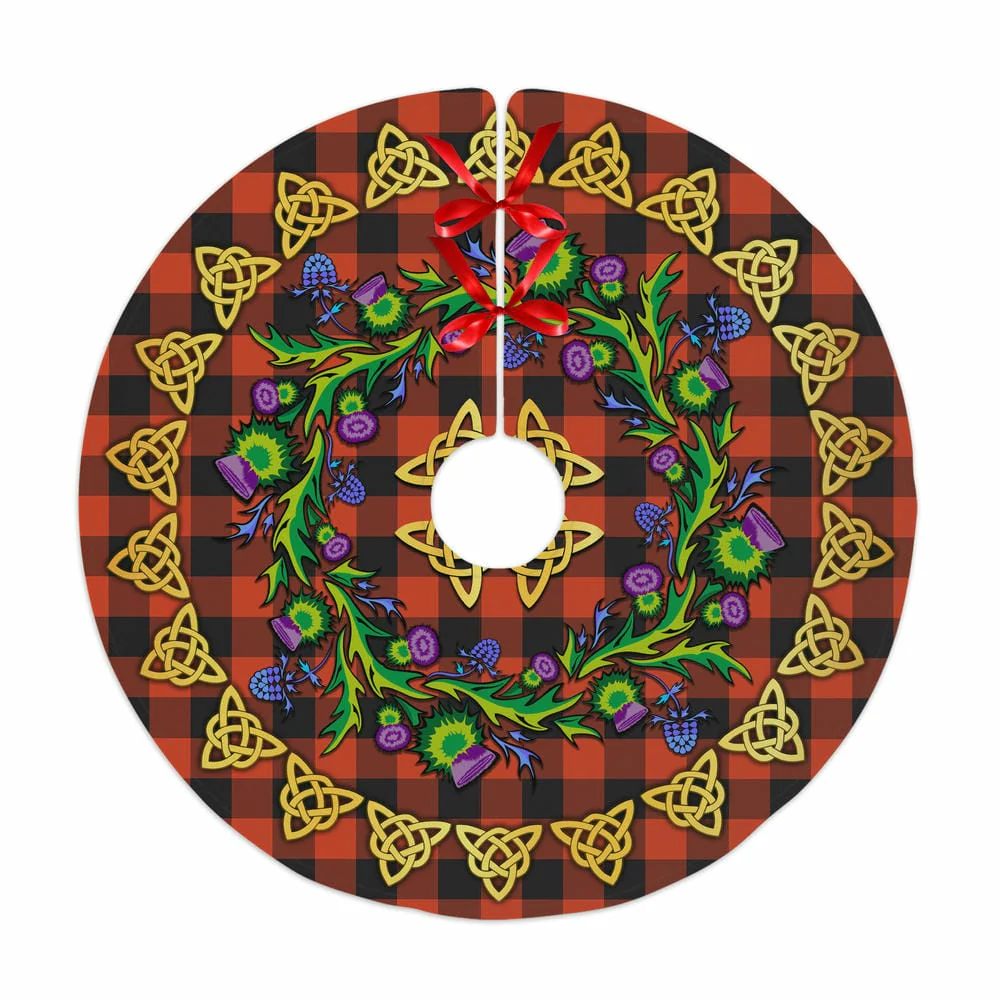 Scottish Rob Roy MacGregor Ancient Tartan Thistle Celtic Knot Christmas Tree Skirt