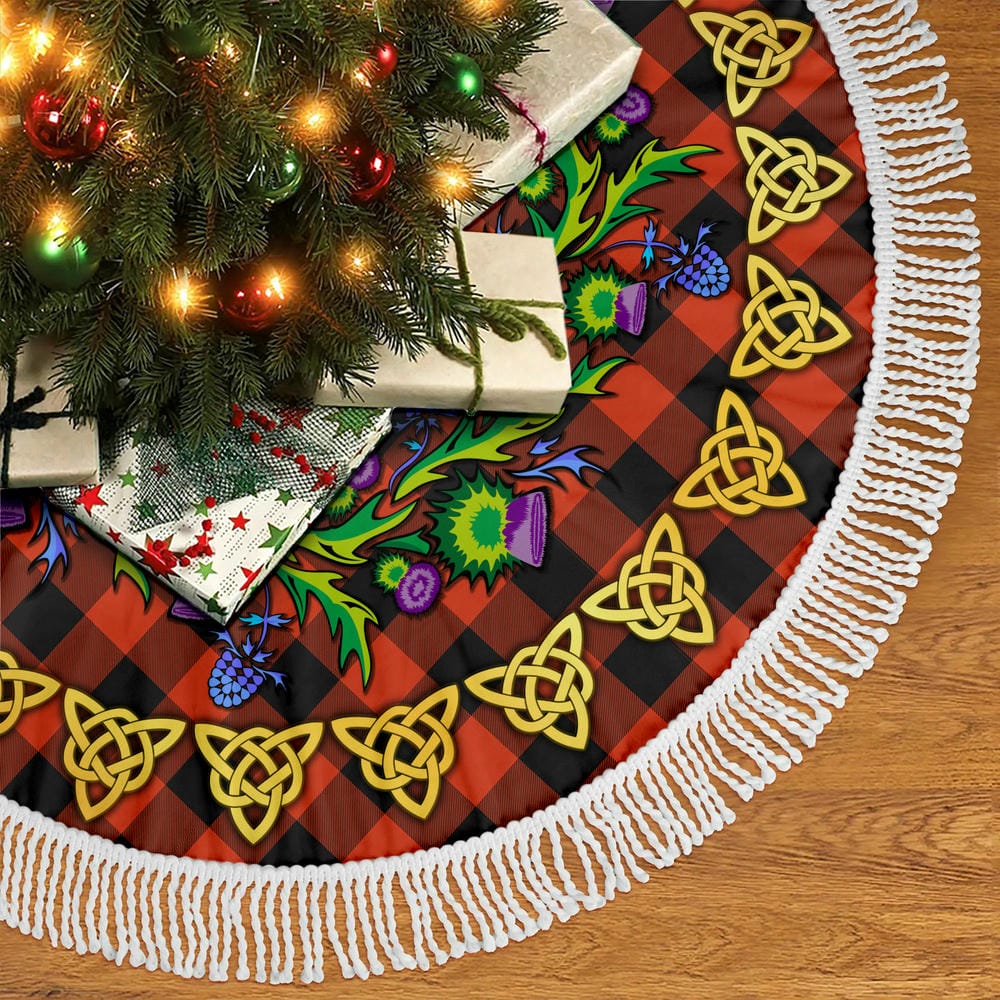 Scottish Rob Roy MacGregor Ancient Tartan Thistle Celtic Knot Christmas Tree Skirt - Image 5