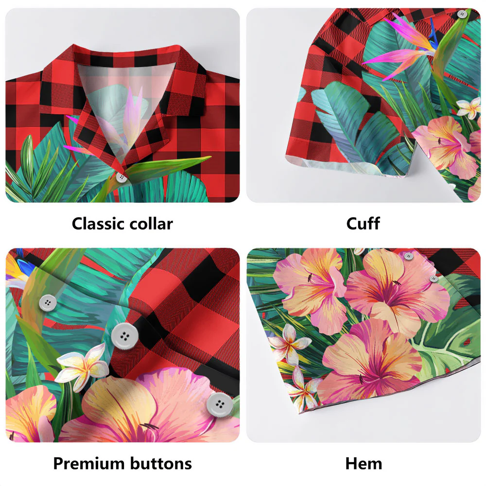 Scottish Rob Roy MacGregor Modern Tartan Hawaiian Shirt Bouquet Tropical Style - Image 3