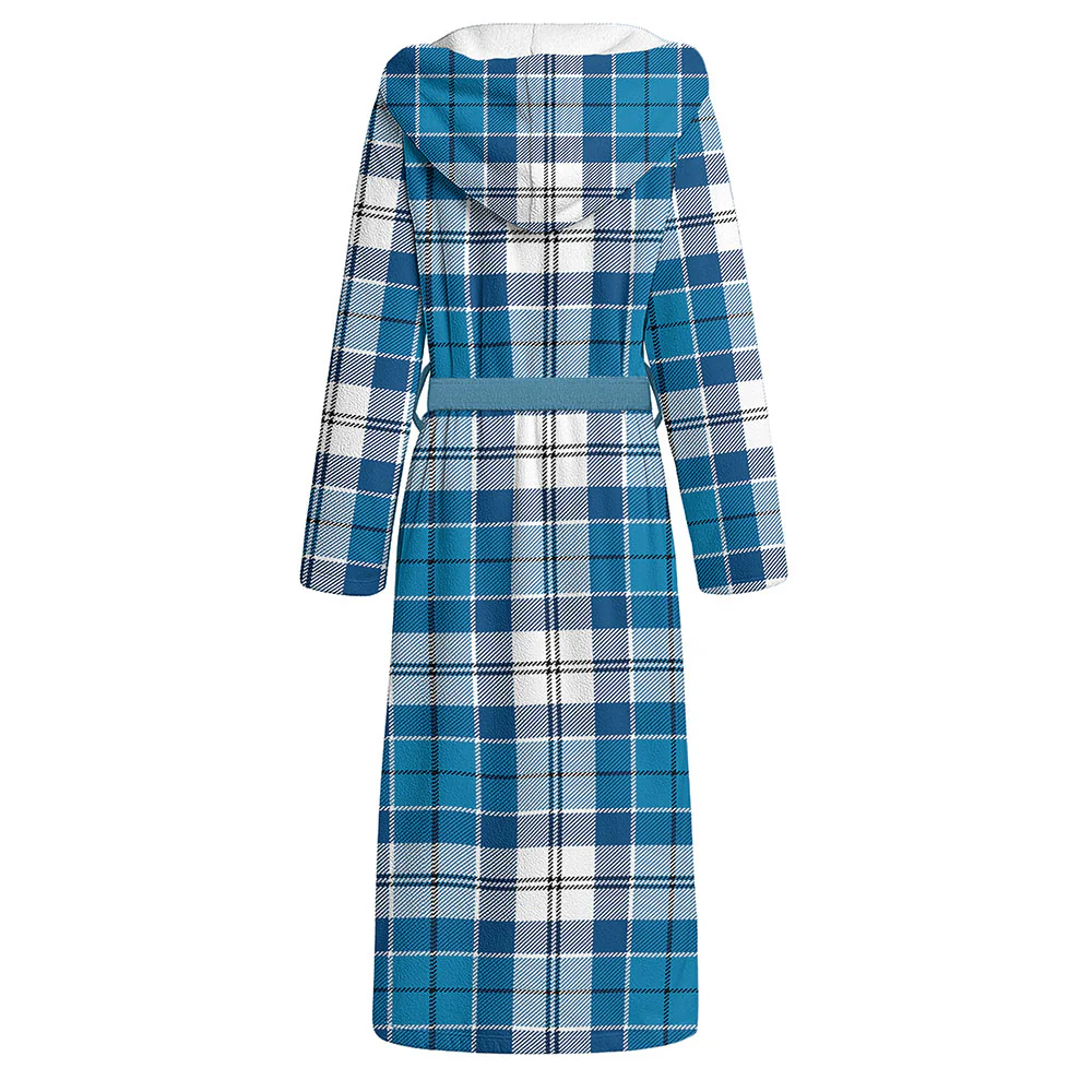 Scottish Roberton Clan Badge Tartan Flannel Hooded Bathrobe - Image 2