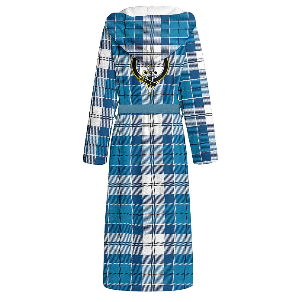 Scottish Roberton Clan Badge Tartan Flannel Hooded Bathrobe - Image 3