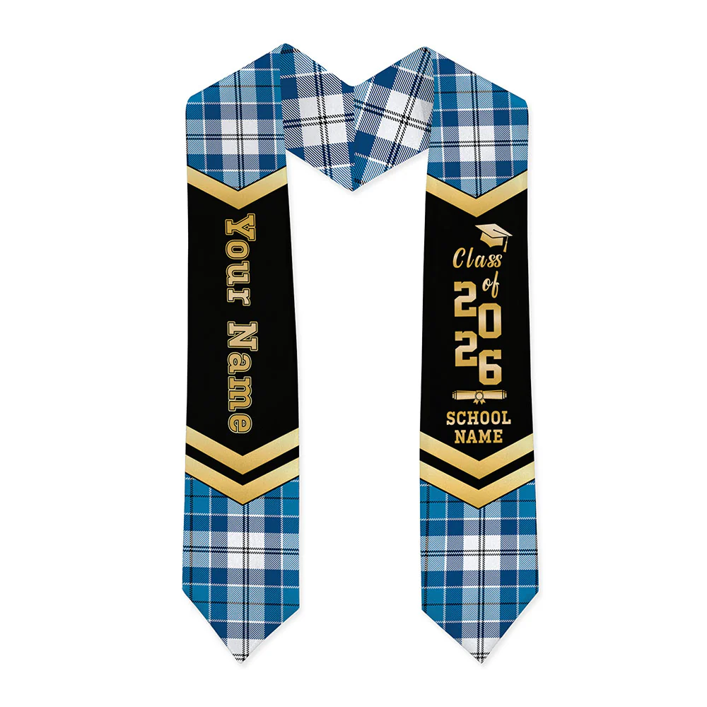 Scottish Roberton Clan Badge Tartan Graduation Stole Black Gold Honor - Image 3