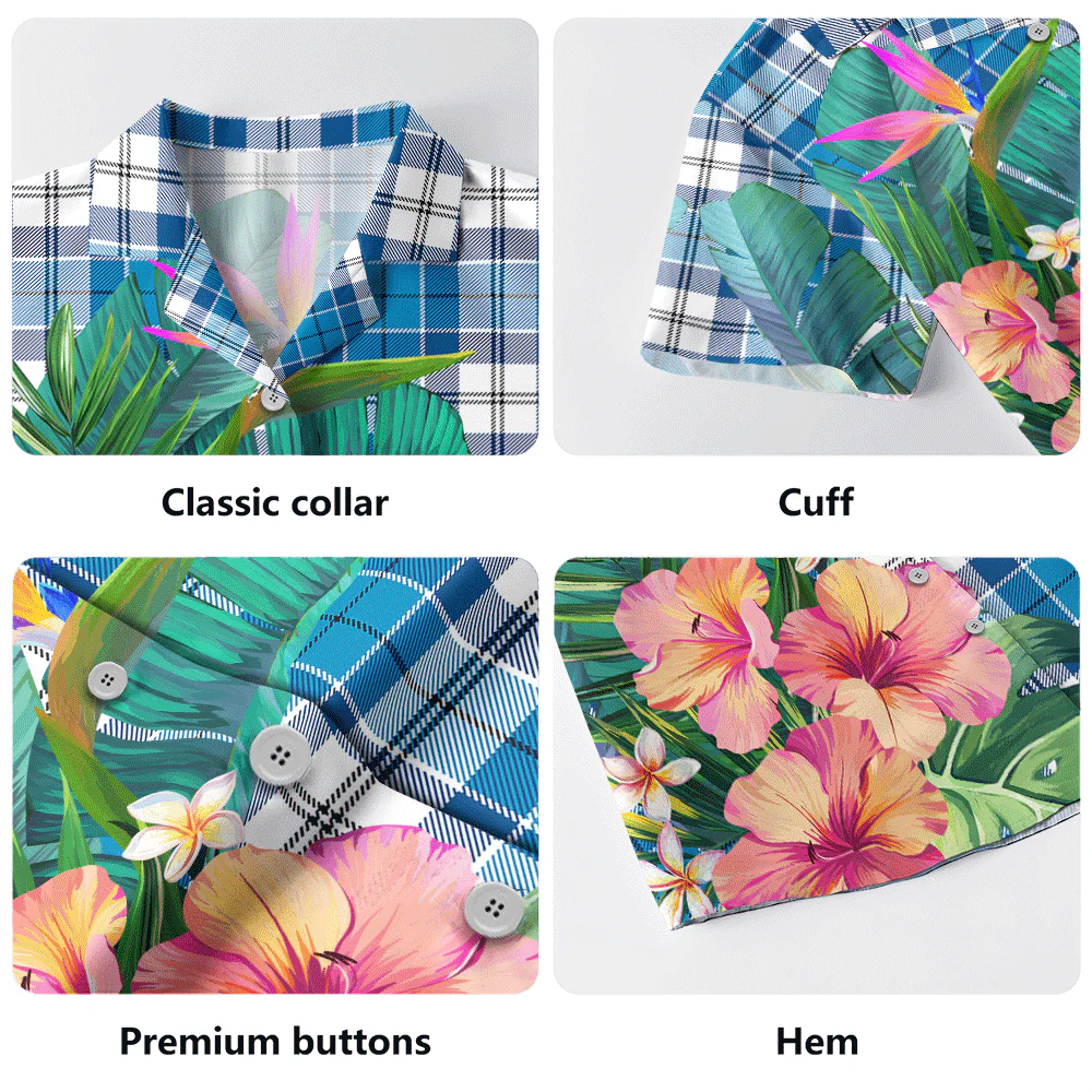 Scottish Roberton Clan Badge Tartan Hawaiian Shirt Bouquet Tropical Style - Image 5