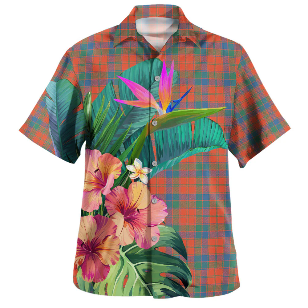 Scottish Robertson Ancient Clan Badge Tartan Hawaiian Shirt Bouquet Tropical Style - Image 2