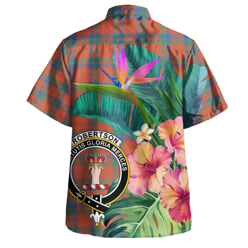Scottish Robertson Ancient Clan Badge Tartan Hawaiian Shirt Bouquet Tropical Style - Image 3