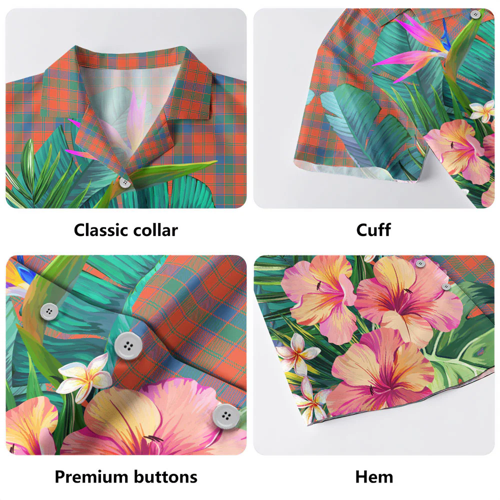 Scottish Robertson Ancient Clan Badge Tartan Hawaiian Shirt Bouquet Tropical Style - Image 5