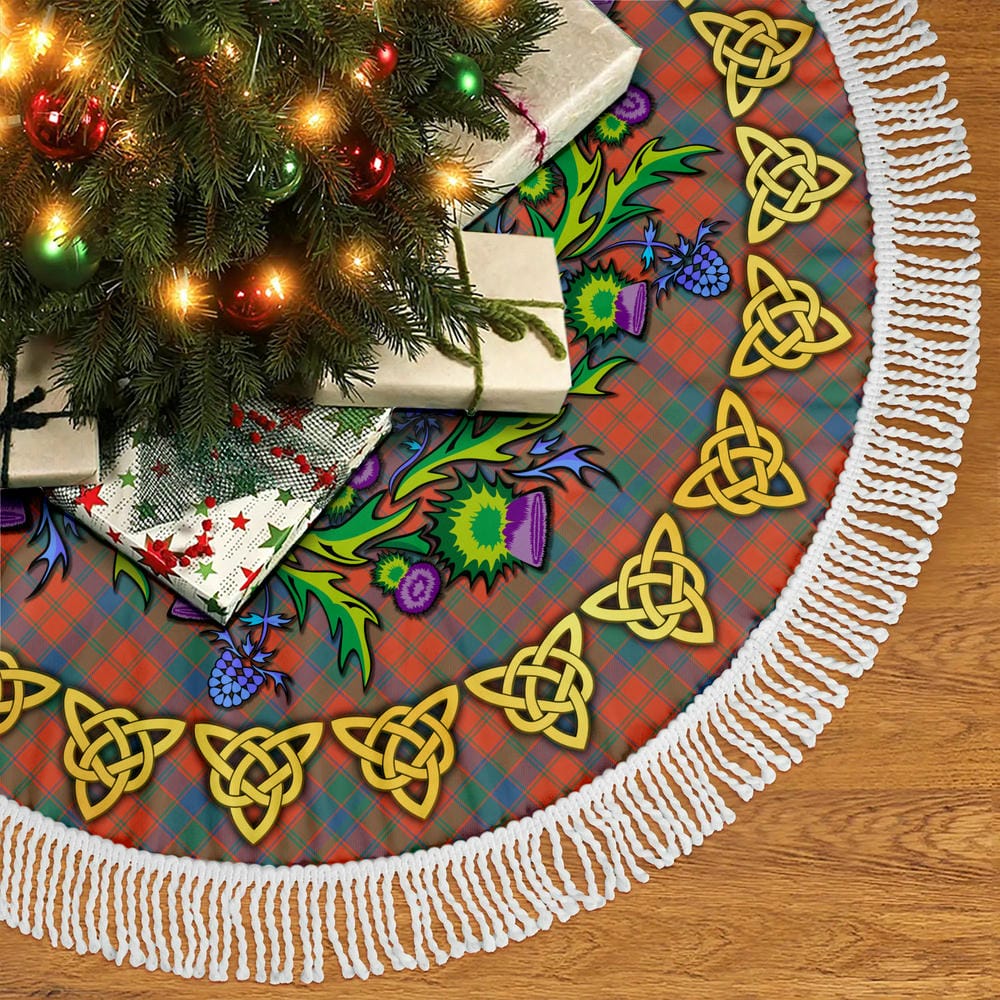 Scottish Robertson Ancient Tartan Thistle Celtic Knot Christmas Tree Skirt - Image 5