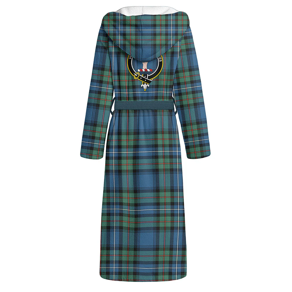 Scottish Robertson Hunting Ancient Clan Badge Tartan Flannel Hooded Bathrobe - Image 3