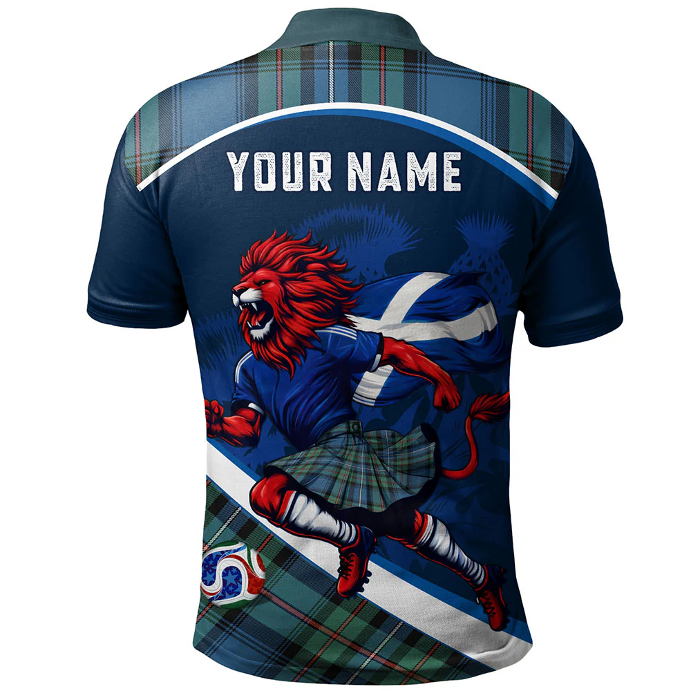 Scottish Robertson Hunting Ancient Clan Badge Tartan Polo Shirt Scotland Lion Brave Highland Spirit - Image 2