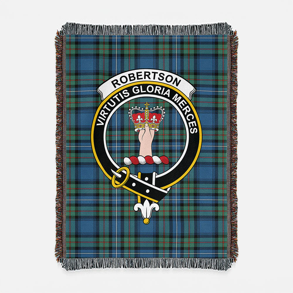 Scottish Robertson Hunting Ancient Clan Badge Tartan Woven Blanket - Image 2