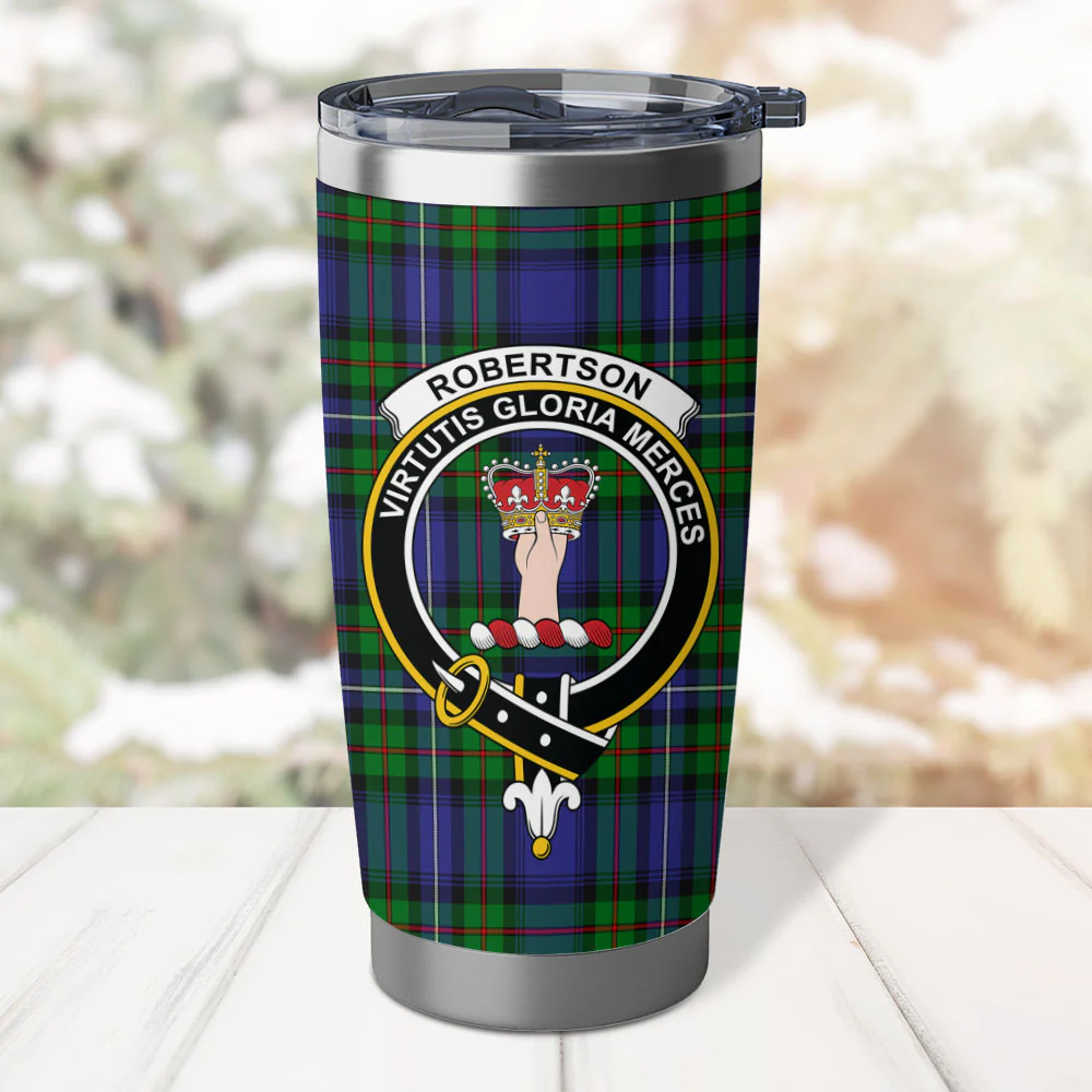 Scottish Robertson Hunting Modern Clan Badge Tartan Tumbler - Image 2