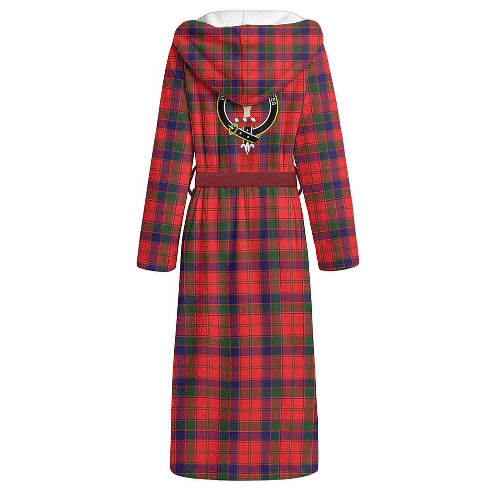 Scottish Robertson Modern Clan Badge Tartan Flannel Hooded Bathrobe - Image 3