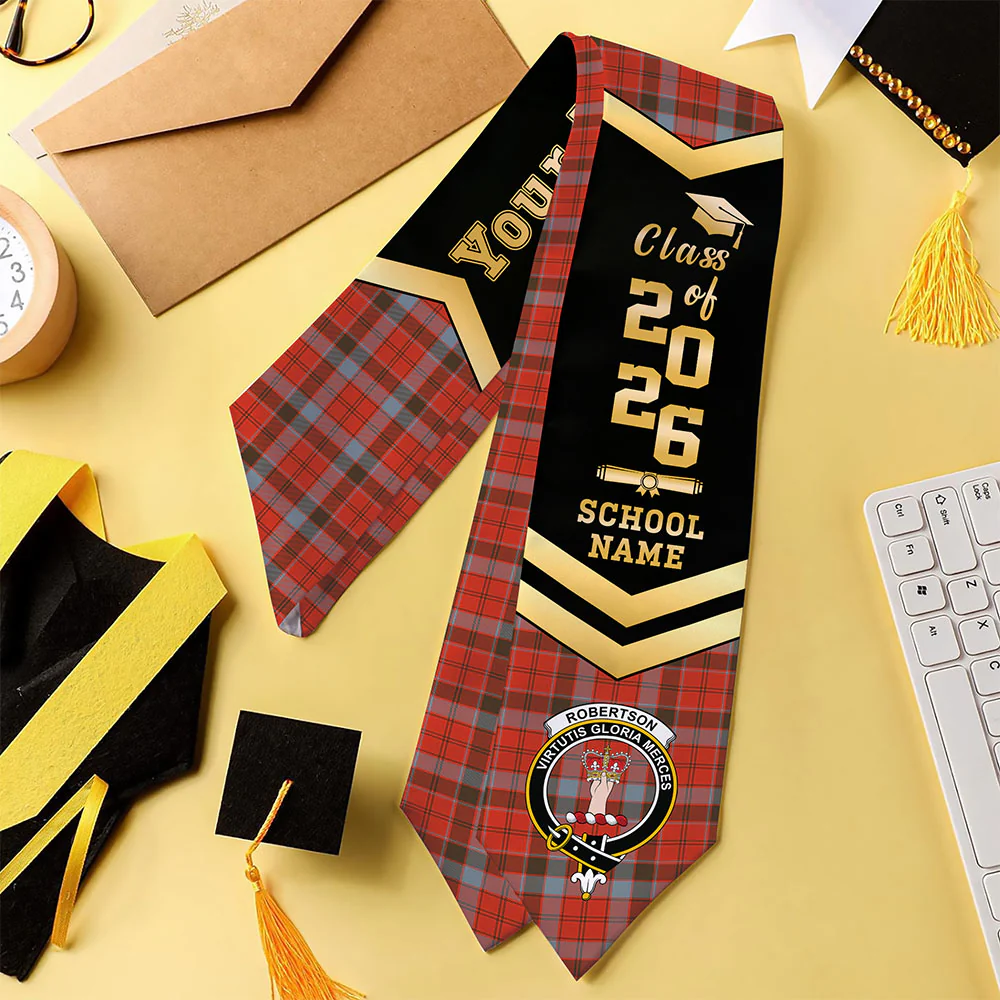Scottish Robertson Weathered Clan Badge Tartan Graduation Stole Black Gold Honor - Image 4