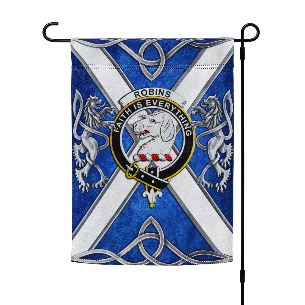 Scottish Robins Clan Badge Garden Flag Silver Rampant Lion Emblem