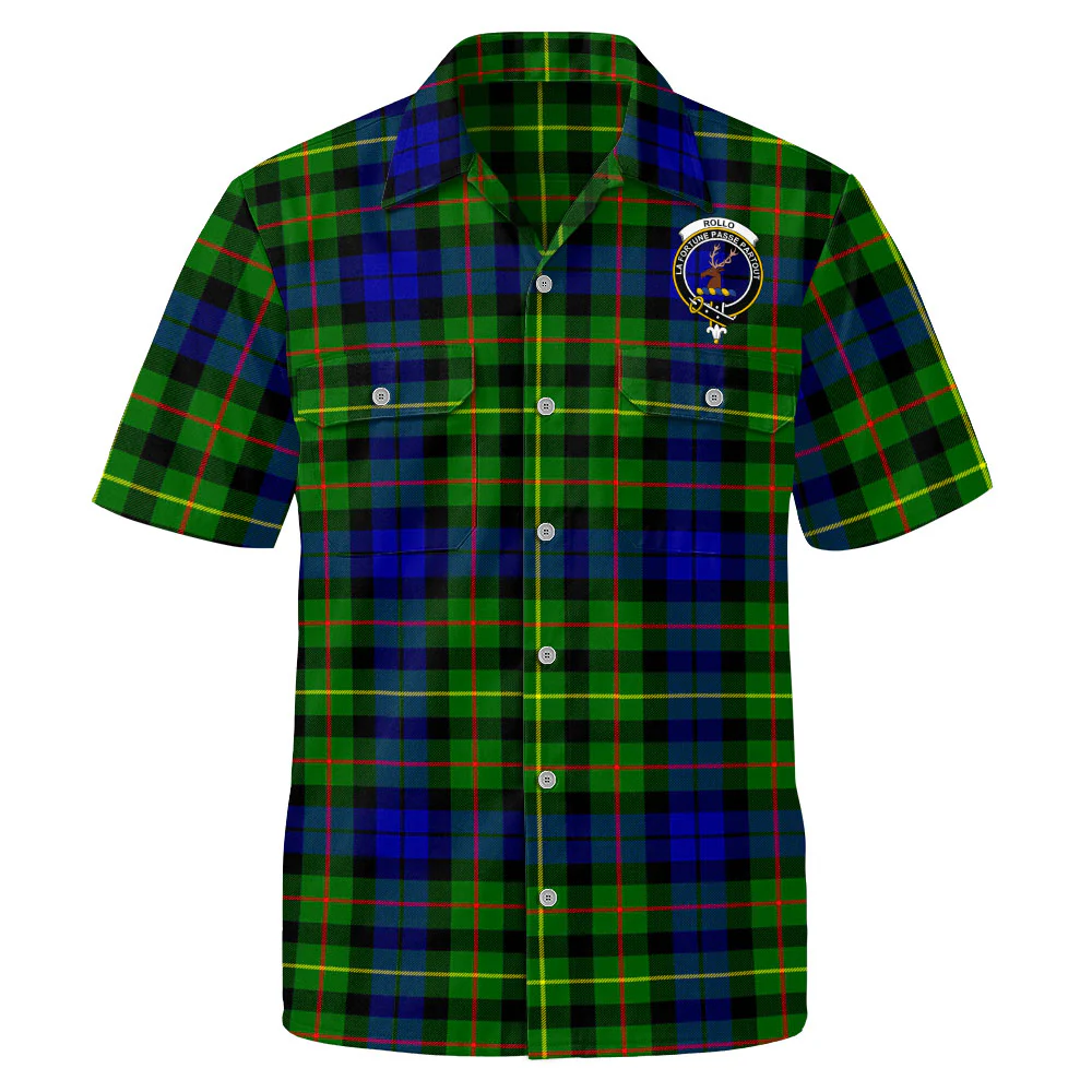 Scottish Rollo Modern Clan Badge Tartan Short Sleeve Work Shirt - Image 2