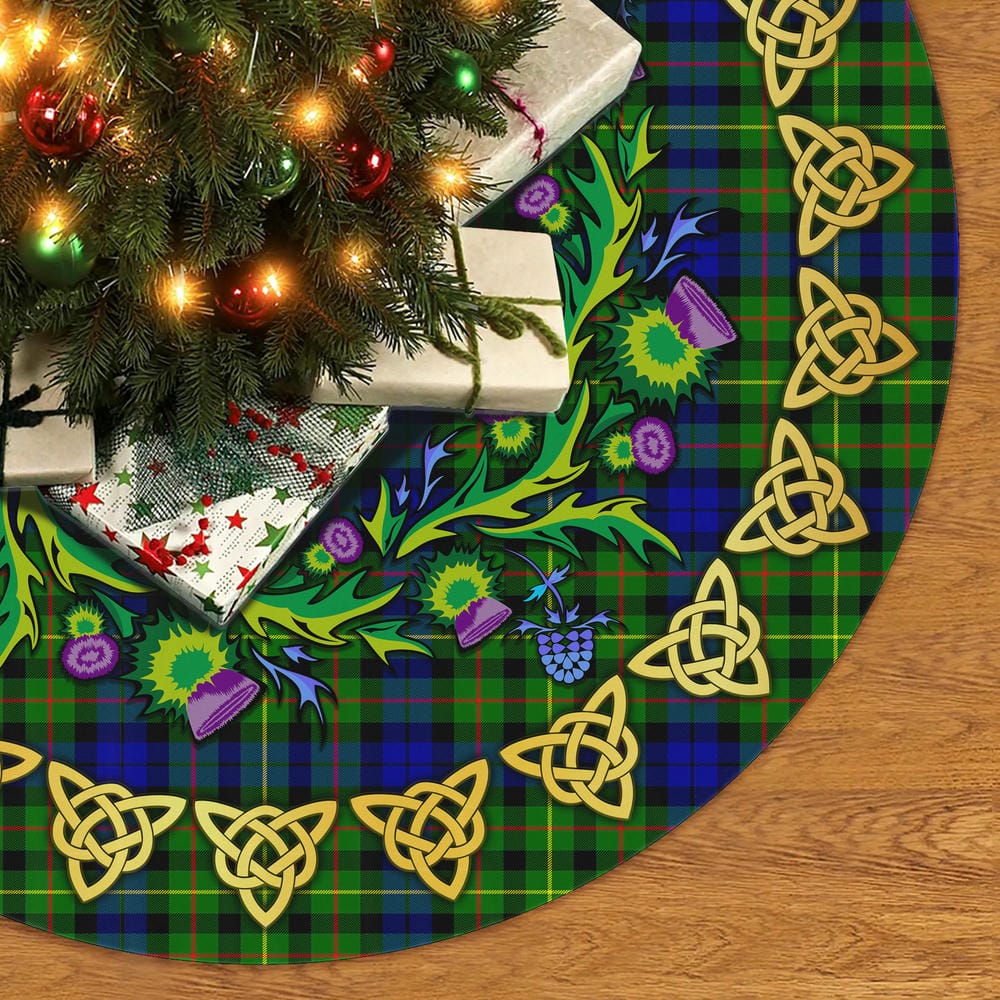 Scottish Rollo Modern Tartan Thistle Celtic Knot Christmas Tree Skirt - Image 2